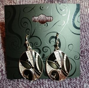 Earrings Black and Silver With French Hooks BNWT